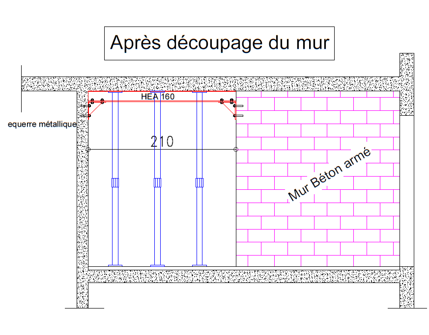 Agrandissement d'une ouverture dans un mur porteur en béton armée et renforcement métallique à Vallauris - Agrandissement d'une baie