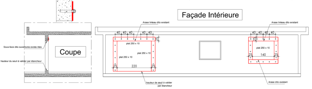 Création d'ouvertures dans les murs de façade et renforcement par structure métallique à Mandelieu-la-Napoule - Démolition des Murs porteurs